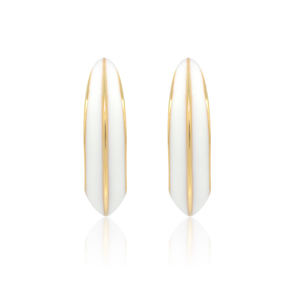 White Enamel Hoop Earrings Wholesale